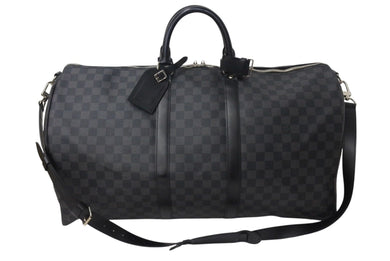 極美品 LOUIS VUITTON ルイヴィトン キーポル バンドリエール55 ボストンバッグ N41413 ダミエグラフィット ブラック 中古 4c071613