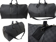 Load image into Gallery viewer, 極美品 LOUIS VUITTON ルイヴィトン キーポル バンドリエール55 ボストンバッグ N41413 ダミエグラフィット ブラック 中古 4c071613