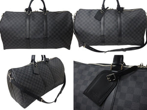 極美品 LOUIS VUITTON ルイヴィトン キーポル バンドリエール55 ボストンバッグ N41413 ダミエグラフィット ブラック 中古 4c071613