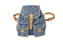 画像をギャラリービューアに読み込む, 極美品 希少 LOUIS VUITTON ルイヴィトン ミニリュック サックアドPM モノグラムデニム M95057 インディゴ ゴールド金具 中古 4c071617