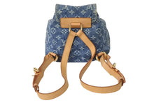 画像をギャラリービューアに読み込む, 極美品 希少 LOUIS VUITTON ルイヴィトン ミニリュック サックアドPM モノグラムデニム M95057 インディゴ ゴールド金具 中古 4c071617