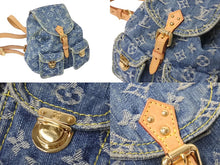 画像をギャラリービューアに読み込む, 極美品 希少 LOUIS VUITTON ルイヴィトン ミニリュック サックアドPM モノグラムデニム M95057 インディゴ ゴールド金具 中古 4c071617