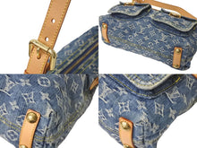 画像をギャラリービューアに読み込む, 極美品 LOUIS VUITTON ルイヴィトン バギーPM ショルダーバッグ M95049 モノグラムデニム ヌメ革 ブルー ゴールド 中古 4c071619