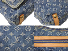 画像をギャラリービューアに読み込む, 極美品 LOUIS VUITTON ルイヴィトン バギーPM ショルダーバッグ M95049 モノグラムデニム ヌメ革 ブルー ゴールド 中古 4c071619