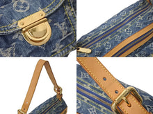 画像をギャラリービューアに読み込む, 極美品 LOUIS VUITTON ルイヴィトン バギーPM ショルダーバッグ M95049 モノグラムデニム ヌメ革 ブルー ゴールド 中古 4c071619