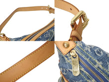 画像をギャラリービューアに読み込む, 極美品 LOUIS VUITTON ルイヴィトン バギーPM ショルダーバッグ M95049 モノグラムデニム ヌメ革 ブルー ゴールド 中古 4c071619