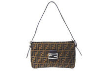 画像をギャラリービューアに読み込む, FENDI フェンディ マンマバケット ハンドバッグ 26566 ズッカ柄 ブラウン レザー ナイロンキャンバス シルバー金具 美品 中古 4c071622