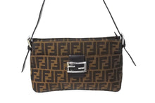 Load image into Gallery viewer, FENDI フェンディ マンマバケット ハンドバッグ 26566 ズッカ柄 ブラウン レザー ナイロンキャンバス シルバー金具 美品 中古 4c071622