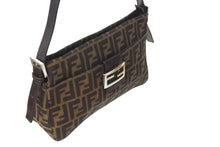 Load image into Gallery viewer, FENDI フェンディ マンマバケット ハンドバッグ 26566 ズッカ柄 ブラウン レザー ナイロンキャンバス シルバー金具 美品 中古 4c071622