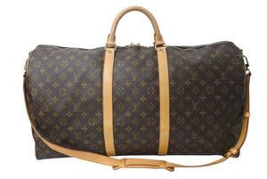 極美品 LOUIS VUITTON ルイヴィトン キーポルバンドリエール60 ボストンバッグ M41412 モノグラム PVC ヌメ革 ブラウン 中古 4c071632