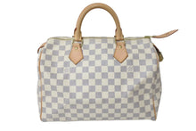 画像をギャラリービューアに読み込む, 極美品 LOUIS VUITTON ルイヴィトン スピーディ35 ダミエ アズール ハンドバッグ N41535 ホワイト ベージュ 中古 4c071653