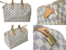 画像をギャラリービューアに読み込む, 極美品 LOUIS VUITTON ルイヴィトン スピーディ35 ダミエ アズール ハンドバッグ N41535 ホワイト ベージュ 中古 4c071653