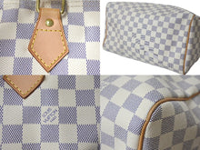 画像をギャラリービューアに読み込む, 極美品 LOUIS VUITTON ルイヴィトン スピーディ35 ダミエ アズール ハンドバッグ N41535 ホワイト ベージュ 中古 4c071653