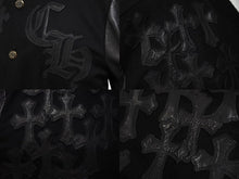 画像をギャラリービューアに読み込む, 極美品 CHROME HEARTS クロムハーツ レターマン クロスレザーパッチ ブラック カシミヤ シルク ジャケット S 中古 4c071658