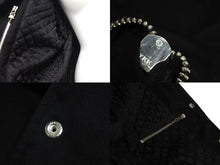 画像をギャラリービューアに読み込む, 極美品 CHROME HEARTS クロムハーツ レターマン クロスレザーパッチ ブラック カシミヤ シルク ジャケット S 中古 4c071658