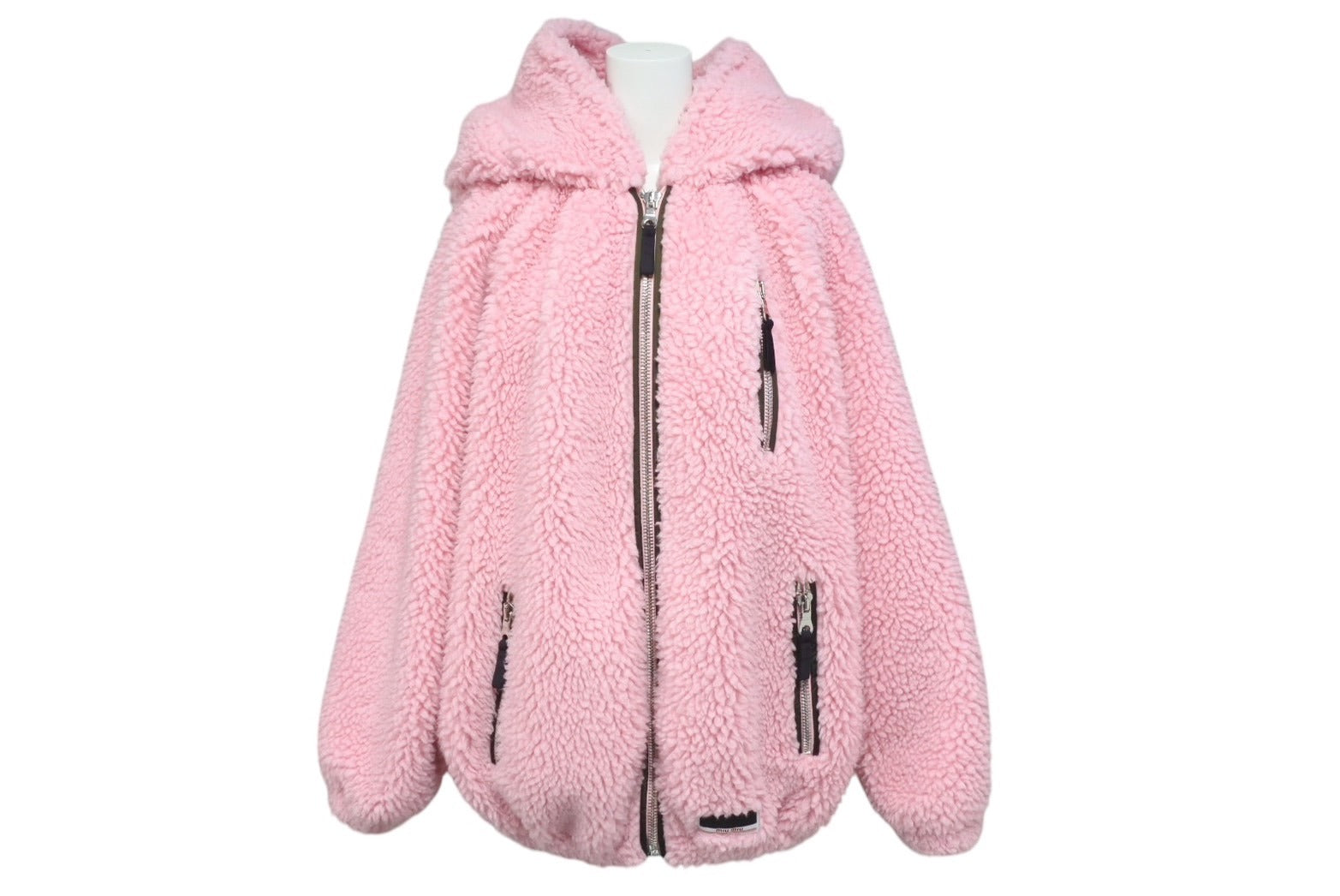 美品✨MIUMIU ローゲージニット ブルゾン アウター ブラック 42 MIU MIU (ミュウミュウ) ウォッシュドベルベット ロゴ刺繍 クロップド