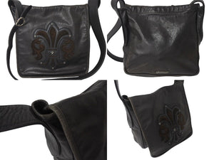 極美品 CHROME HEARTS クロムハーツ メッセンジャーバッグ BAG-MAIL BS FLR BSフレア ブラウン シルバー ブラック レザー 中古 4c071678