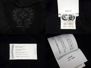 極美品 CHROME HEARTS クロムハーツ パーカー サイズL チャリティ サイン入り レザーCHプラスパッチ ホースシュー ブラック 中古 4c071680