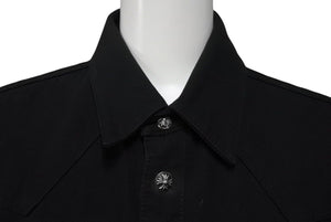 CHROME HEARTS クロムハーツ カスタムオーダー ウエスタンシャツジャケット サイズSM ラージCHクロス ブラック 美品 中古 4c071681