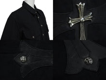 画像をギャラリービューアに読み込む, CHROME HEARTS クロムハーツ カスタムオーダー ウエスタンシャツジャケット サイズSM ラージCHクロス ブラック 美品 中古 4c071681
