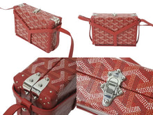 Load image into Gallery viewer, 極美品 GOYARD ゴヤール ミノディエール トランク ショルダーバッグ レッド PVC レザー シルバー金具 中古 4c071685