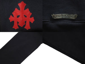 CHROME HEARTS クロムハーツ Y NOT クロスパッチ パーカー 日本未入荷 ネイビー レッド ワイ ノット フーディ― サイズXXL 美品 中古 4c071686