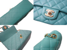 Load image into Gallery viewer, 極美品 CHANEL シャネル 横長 20cm ショルダーバッグ A69900 27番台 ミニマトラッセ ティファニーブルー ショルダーチェーン ラムスキン 中古 4c071694