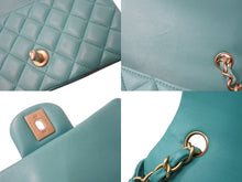 Load image into Gallery viewer, 極美品 CHANEL シャネル 横長 20cm ショルダーバッグ A69900 27番台 ミニマトラッセ ティファニーブルー ショルダーチェーン ラムスキン 中古 4c071694