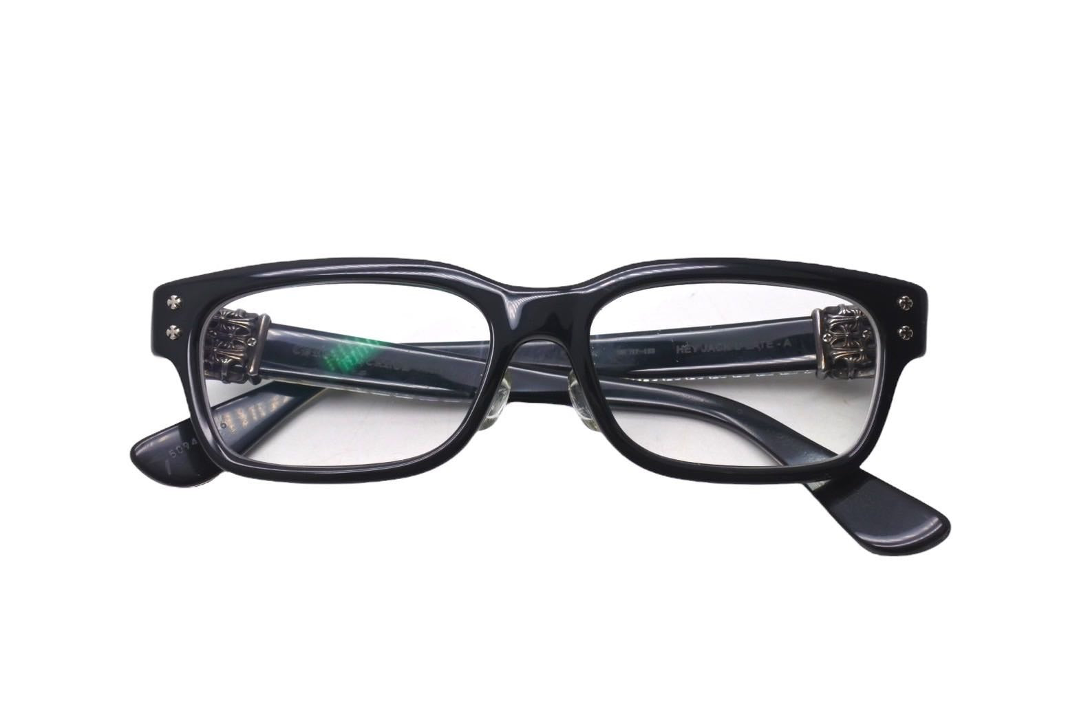 クロムハーツ スタイリッシュなブラックシルバーのメガネ ケース付属】CHROME HEARTS クロムハーツ メガネフレーム COX UCKER CH