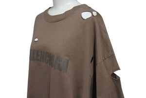 BALENCIAGA バレンシアガ 21SS Caps Destroyed Flatground 半袖Ｔシャツ ブラウン デストロイ ロゴ 651795 サイズS 美品 中古 4c071703