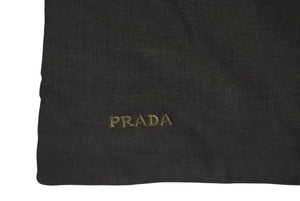 極美品 PRADA プラダ マフラー ショール 刺繍ロゴ カーキ系 レッド ウール ナイロン ロゴパッチ イタリア製 中古 4c071724