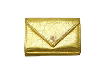 Load image into Gallery viewer, BALENCIAGA バレンシアガ ペーパー ミニ ウォレット 三つ折り財布 ゴールド レザー 391446 シルバー金具 ロゴ 財布 良品 中古 4c071755