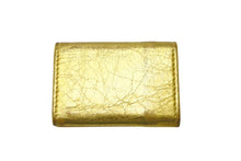 Load image into Gallery viewer, BALENCIAGA バレンシアガ ペーパー ミニ ウォレット 三つ折り財布 ゴールド レザー 391446 シルバー金具 ロゴ 財布 良品 中古 4c071755