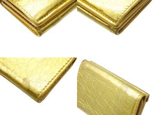 Load image into Gallery viewer, BALENCIAGA バレンシアガ ペーパー ミニ ウォレット 三つ折り財布 ゴールド レザー 391446 シルバー金具 ロゴ 財布 良品 中古 4c071755