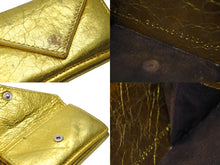 Load image into Gallery viewer, BALENCIAGA バレンシアガ ペーパー ミニ ウォレット 三つ折り財布 ゴールド レザー 391446 シルバー金具 ロゴ 財布 良品 中古 4c071755