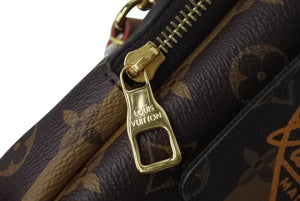 極美品 LOUIS VUITTON ルイヴィトン モノグラム ダブル フォンポーチ LVメイド ミニショルダーバッグ M81005 PVC レザー ブラウン 中古 4c071763