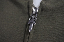 画像をギャラリービューアに読み込む, 極美品 CHROME HEARTS クロムハーツ ジップアップフーディー サイズS セメタリークロス ホースシュー ダガージップ カーキ 中古 4c071791