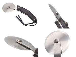 極美品 CHROME HEARTS クロムハーツ PIZZA CUTTER カトラリー ピザカッター ホースシュー CHプラス エボニーウッド ブラウン 中古 4c071814