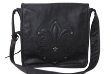 画像をギャラリービューアに読み込む, 極美品 CHROME HEARTS クロムハーツ メッセンジャーバッグ BAG-MAIL BS FLR BSフレア ブラック シルバー ブラック レザー 中古 4c071818