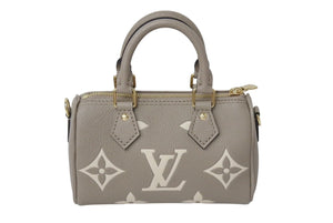 新品未使用 LOUIS VUITTON ルイヴィトン ナノ スピーディ ハンドバッグ M82890 モノグラム アンプラント ベージュ系 中古 4c071825