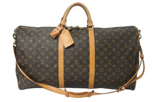 画像をギャラリービューアに読み込む, LOUIS VUITTON ルイヴィトン キーポルバンドリエール60 ボストンバッグ M41412 モノグラム PVC ヌメ革 ブラウン 良品 中古 4c071632