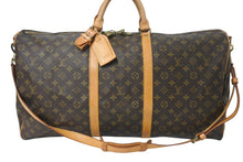 画像をギャラリービューアに読み込む, LOUIS VUITTON ルイヴィトン キーポルバンドリエール60 ボストンバッグ M41412 モノグラム PVC ヌメ革 ブラウン 良品 中古 4c071632