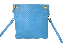 画像をギャラリービューアに読み込む, BOTTEGA VENETA ボッテガヴェネタ イントレチャート ショルダーバッグ レザー ブルー アンティークゴールド金具 美品 中古 4c071846