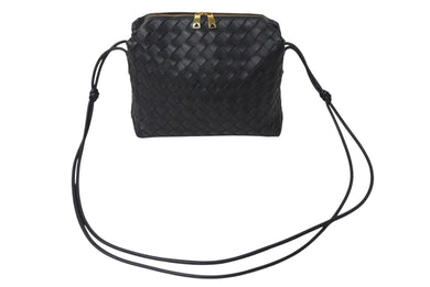 BOTTEGA VENETA ボッテガヴェネタ スモール カメラバッグ ショルダーバッグ 723548 イントレチャート ブラック レザー 美品 中古 4c071847