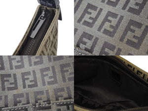 FENDI フェンディ ハンドバッグ ズッキーノ柄 8BR042 ジャガード レザー ベージュ ブラック金具 美品 中古 4c071849