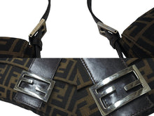 画像をギャラリービューアに読み込む, FENDI フェンディ マンマバケット ワンショルダーバッグ ズッカ柄 コットンキャンバス レザー シルバー金具 ブラウン 美品 中古 4c071854