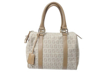 画像をギャラリービューアに読み込む, FENDI フェンディ ズッカ柄 ミニボストン 8BL068 キャンバス レザー ベージュ ゴールド金具 美品 中古 4c071855