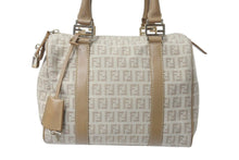 画像をギャラリービューアに読み込む, FENDI フェンディ ズッカ柄 ミニボストン 8BL068 キャンバス レザー ベージュ ゴールド金具 美品 中古 4c071855