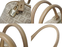画像をギャラリービューアに読み込む, FENDI フェンディ ズッカ柄 ミニボストン 8BL068 キャンバス レザー ベージュ ゴールド金具 美品 中古 4c071855