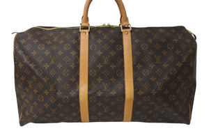 極美品 LOUIS VUITTON ルイヴィトン キーポル55 ボストンバッグ M41414 モノグラム ブラウン ゴールド金具 中古 4c071857